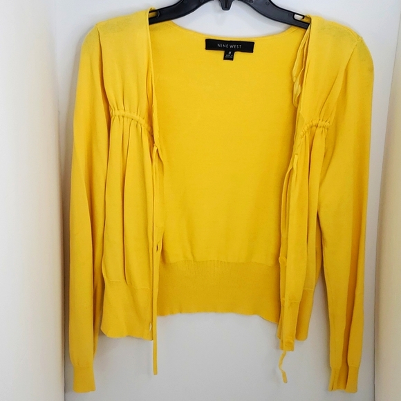 Nine West Women Cardigan, Size Medium, Yellow - Picture 4 of 9